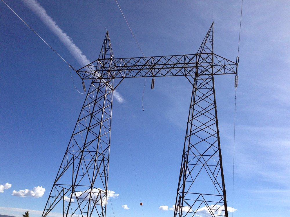 Transmission line repair equipment near Placerville, Colorado.