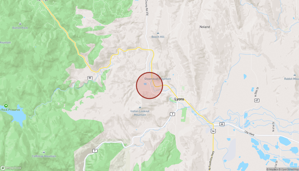 Map showing the Apple Valley Stream Restoration project area near North St. Vrain Creek and U.S. 36 in the Apple Valley area of western Boulder County.