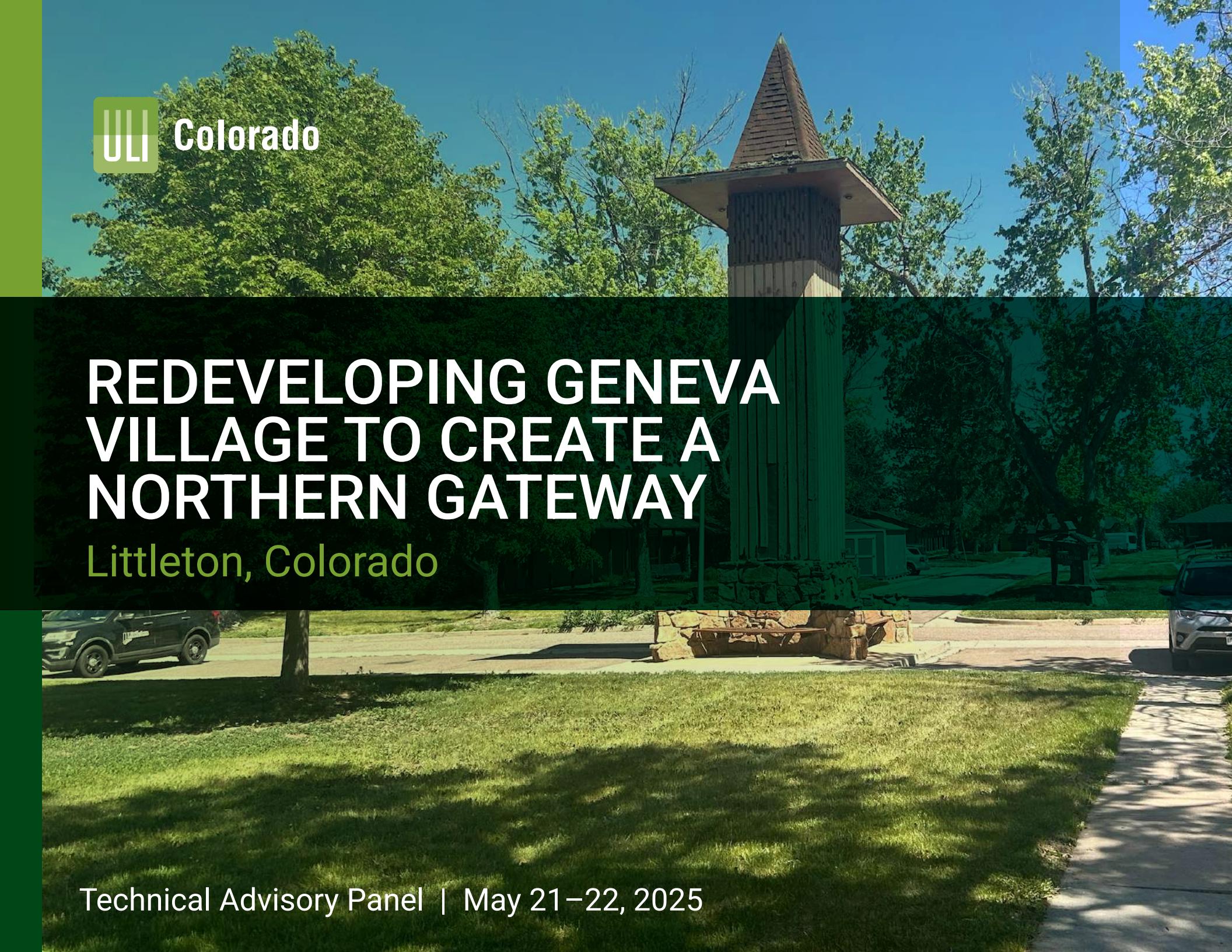 Cover image from the city redevelopment packet showing a landscaped Littleton streetscape and the Northern Gateway project title; the image illustrates the planning discussion, not an approved project.