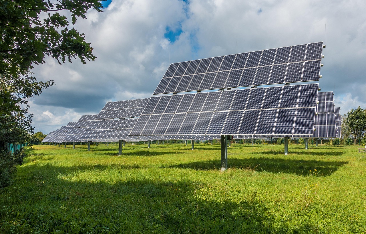 A large solar-panel installation generating electricity.